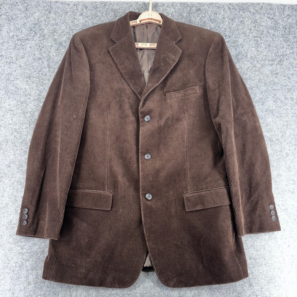 Mazzoni Mens Brown Corduroy Blazer Sport Coat Jacket Size 42L 3-Button Classic